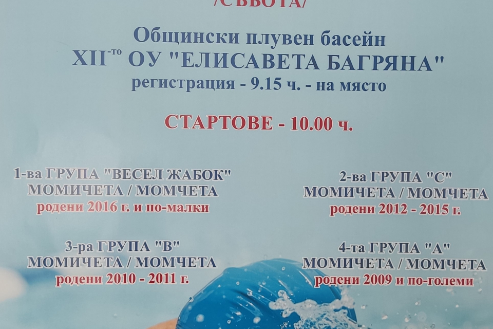 Общинският плувен басейн в Сливен ще бъде домакин на първото състезание след пускането му в експлоатация и стопанисването му от страна на Общината. Пролетният...
